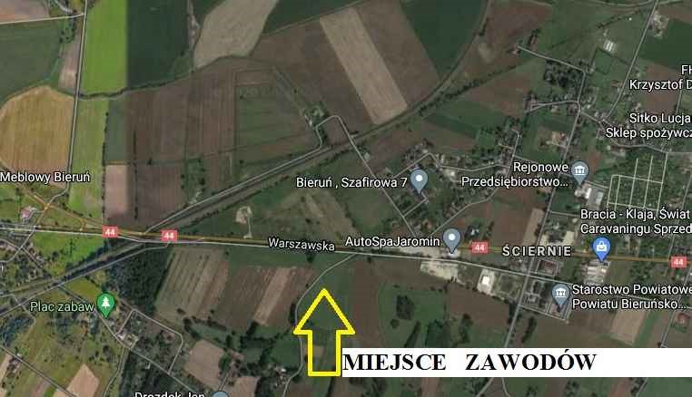 mapa ze wskazaniem miejsca zawodów